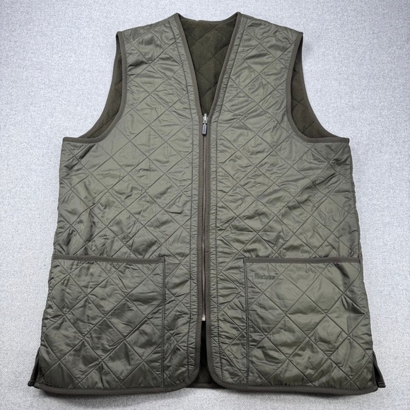 Barbour Polarquilt Zip-In Liner Mens Large Olive Green Vest Quilted Gilet - Picture 1 of 15
